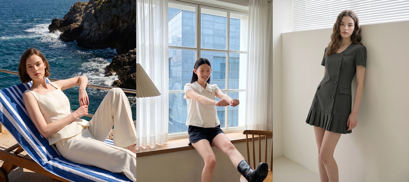 룩북 이미지 예시 — 모델이 의상을 착장한 완성형 이미지들